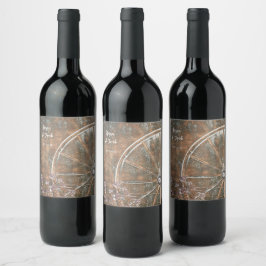 Rustikaler Western Vintag-Braun-Weißwagenrad Weinetikett