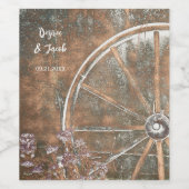 Rustikaler Western Vintag-Braun-Weißwagenrad Weinetikett (Einzelnes Label)