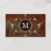 Rustikaler Western Vintag Monogramm Brauner Bullen Visitenkarte (Vorderseite)