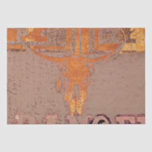 Rustikaler Western Vintage-Stier-Schädel Orange Sc Seidenpapier