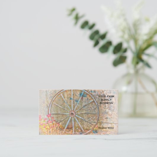 Rustikaler Western Vintages Wagenrad Visitenkarte (Stehend Vorderseite)