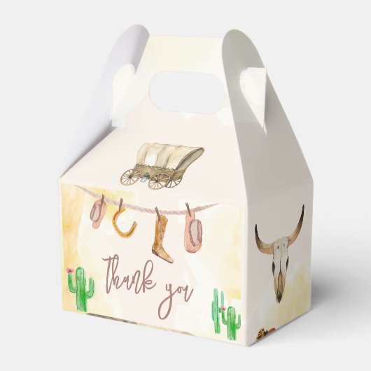 Rustikaler Western Watercolor Cowboy Babydusche Geschenkschachtel (Rückseite)