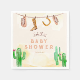 Rustikaler Western Watercolor Cowboy Babydusche Serviette