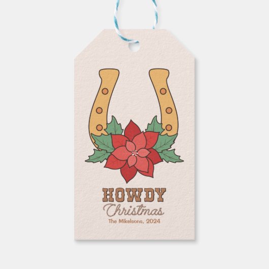 Rustikaler Western Weihnachten Geschenkanhänger (Rückseite)