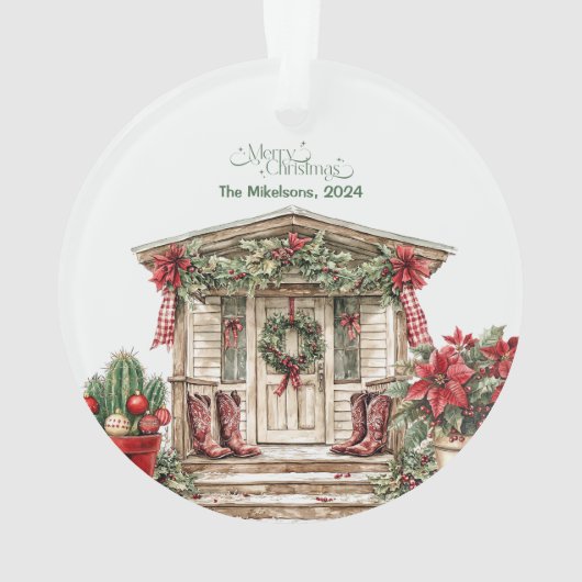 Rustikaler Western Weihnachten Ornament (Rückseite)