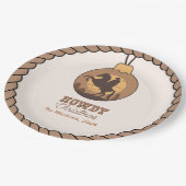 Rustikaler Western Weihnachten Pappteller (Schrägansicht)
