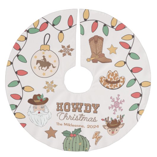 Rustikaler Western Weihnachten Polyester Weihnachtsbaumdecke (Vorderseite)