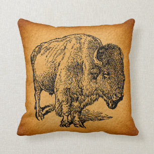 Rustikaler Western Wild Buffalo Bison Antique Kissen