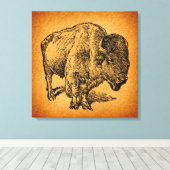 Rustikaler Western Wild Buffalo Bison Antique Leinwanddruck (Insitu (Holzboden))