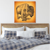 Rustikaler Western Wild Buffalo Bison Antique Leinwanddruck (Insitu (Schlafzimmer))