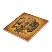 Rustikaler Western Wild Buffalo Bison Fliese (Seite)