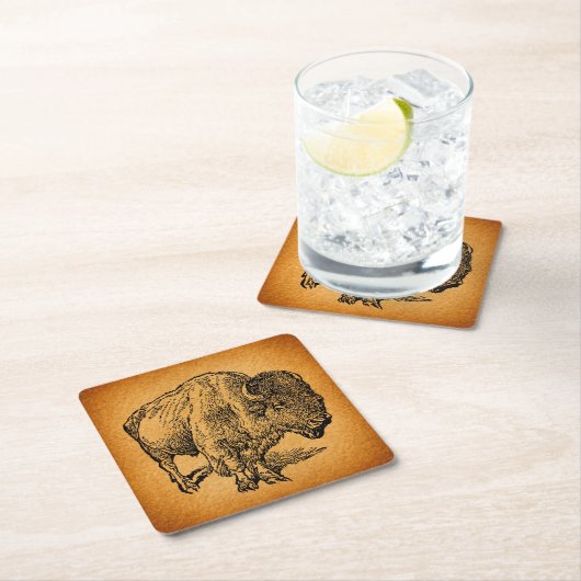 Rustikaler Western Wild Buffalo Bison Rechteckiger Pappuntersetzer (Vor Ort)