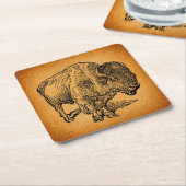 Rustikaler Western Wild Buffalo Bison Rechteckiger Pappuntersetzer (angewinkelt)