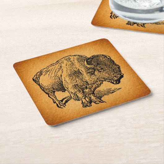 Rustikaler Western Wild Buffalo Bison Rechteckiger Pappuntersetzer (angewinkelt)