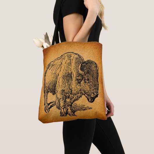 Rustikaler Western Wild Buffalo Bison Tasche (Von Nahem)