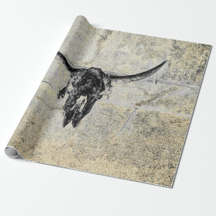 Rustikaler westlicher Kuhschädel schwarze Textur D Geschenkpapier
