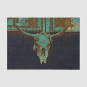 Rustikaler westlicher Teal-Braun-Gold-Vintage-Bull Seidenpapier