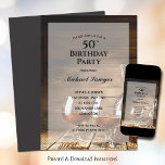 Rustikaler Whiskey 50. Geburtstag Einladung<br><div class="desc">Geburtstagsparty Einladungen für jedes Alter mit Whiskey gefüllt Kristall Dekanter und Gläser auf einem rustikalen Holztisch und Ihre Party Details in schicken Schriften,  perfekt für den Mann in Ihrem Leben. Alle Schriftart,  Text,  Farben,  Größen können geändert werden. PASSENDE Artikel in unserem Geschäft.</div>