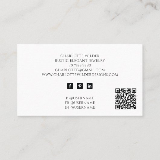 Rustikaler Wiccan Pagan Juwelier Designer QR Code Visitenkarte (Rückseite)