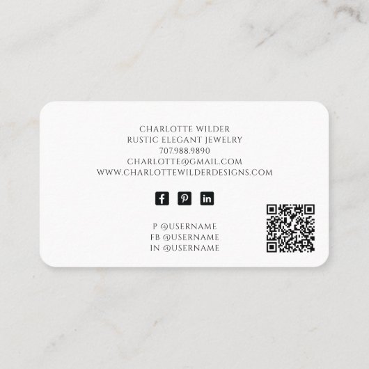 Rustikaler Wiccan Pagan Juwelier Designer QR Code Visitenkarte (Rückseite)