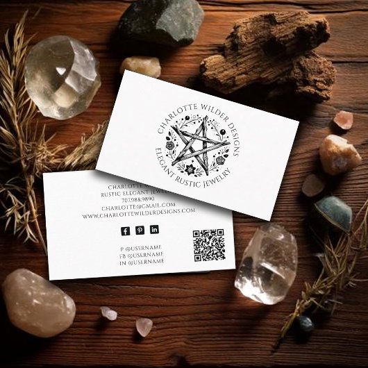 Rustikaler Wiccan Pagan Juwelier Designer QR Code Visitenkarte