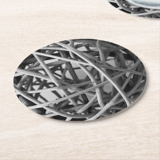 Rustikaler Wicker Ball Runder Pappuntersetzer (Angewinkelt)