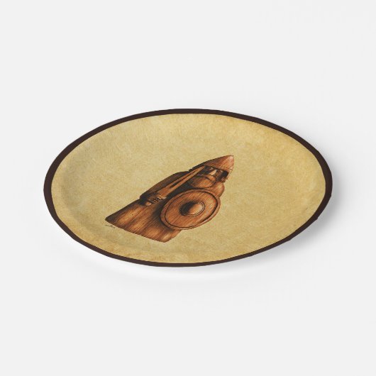 Rustikaler Wikinger Pappteller (Schrägansicht)