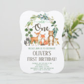 Rustikaler Wild One Woodland Geburtstag Einladung  (Stehend Vorderseite)