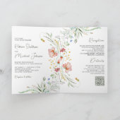 Rustikaler Wildblumen-Foto-Collage-QR-Code-Hochzei Einladung (Innenseite)