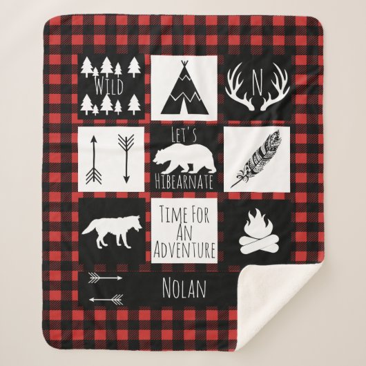 Rustikaler Wildnis-u. Tier-Büffel-Karo kariert Sherpadecke (Vorderseite)