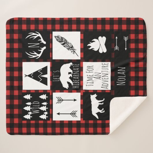 Rustikaler Wildnis-u. Tier-Büffel-Karo kariert Sherpadecke (Vorderseite (Horizontal))