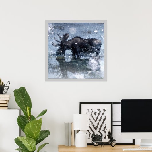 Rustikaler Wildtier-Elch Poster (Heimbüro)