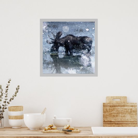 Rustikaler Wildtier-Elch Poster (Küche)