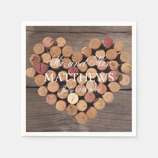 Rustikaler Wine Cork Hochzeitscocktail Napkins Serviette (Vorderseite)