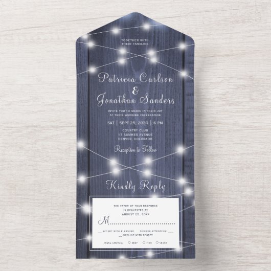 Rustikaler Winter alles in einem Hochzeitsrsvp All In One Einladung (Innen Boden)