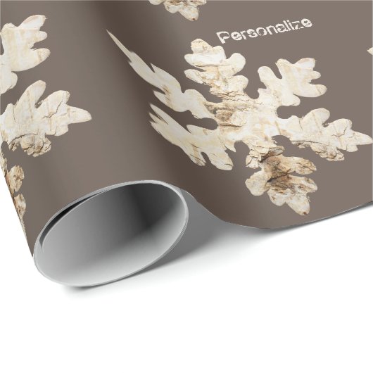 Rustikaler Winter Birchwood Schneeflocke braun wei Geschenkpapier (Rolleneckpunkt)