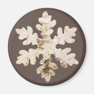 Rustikaler Winter Birchwood Schneeflocke braun wei Magnet
