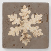 Rustikaler Winter Birchwood Schneeflocke braun wei Steinuntersetzer (Vorderseite)