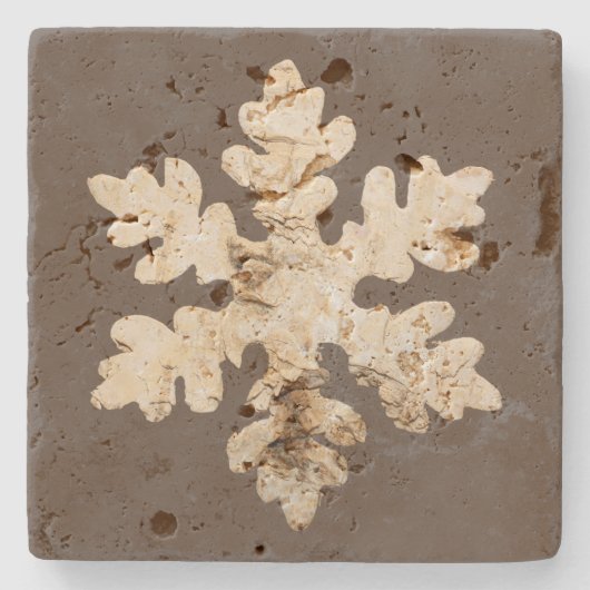 Rustikaler Winter Birchwood Schneeflocke braun wei Steinuntersetzer (Vorderseite)