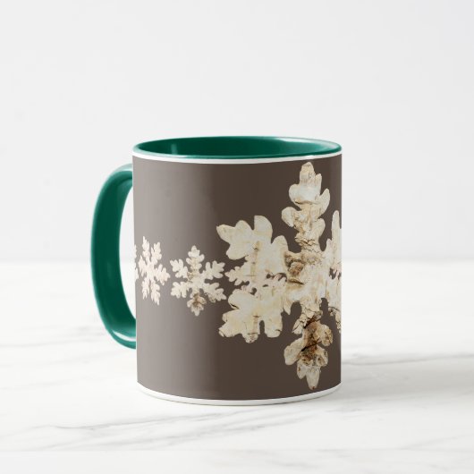 Rustikaler Winter Birchwood Schneeflocke braun wei Tasse (Vorderseite Links)