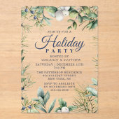 Rustikaler Winter Blumenweihnachtsfest Acryleinladungen (Vorderseite)