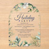 Rustikaler Winter Blumenweihnachtsfest Acryleinladungen (Vorderseite)