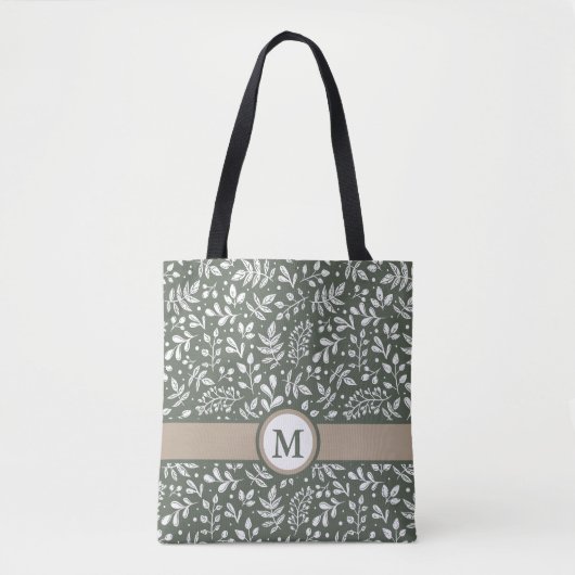 Rustikaler Winter botanisch mit Monogramm Tasche (Vorderseite)