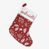 Rustikaler Winter botanisch mit Namen Holiday Kleiner Weihnachtsstrumpf (Vorderansicht (hängend))