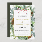 Rustikaler Winter botanisch Save The Date (Vorne/Hinten)