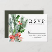 Rustikaler Winter Botanische Hochzeit RSVP (Vorne/Hinten)