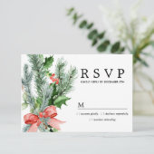 Rustikaler Winter Botanische Hochzeit RSVP Karte (Stehend Vorderseite)