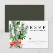 Rustikaler Winter Botanische Hochzeit RSVP Karte (Vorne/Hinten)