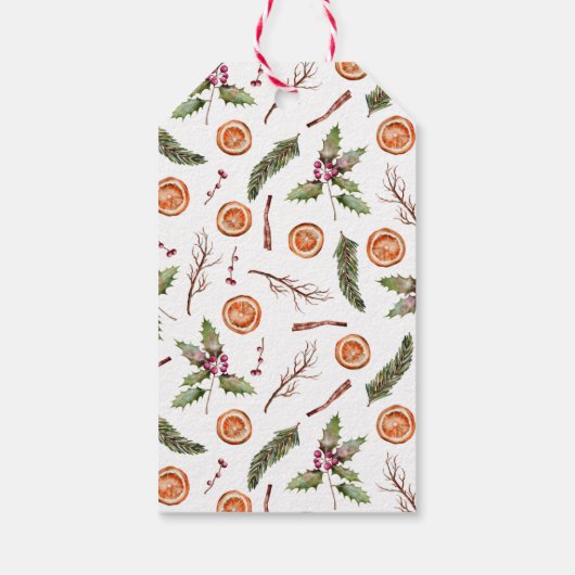 Rustikaler Winter Botanischer Weihnachtsgeschenk-T Geschenkanhänger (Rückseite)