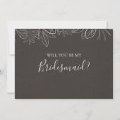 Rustikaler Winter | Charcoal Bridesmaid Vorschlags Einladung (Vorderseite)